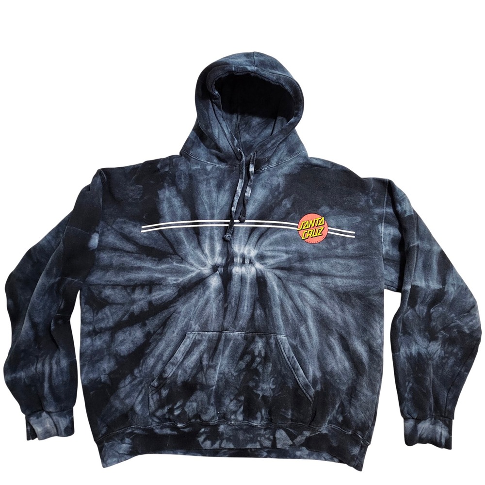 Santa Cruz Hoodie 2XL Black Tie Dye Dot Logo Pullover Sweatshirt